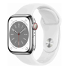 Watches - Apple Watch Series 8 (GPS + Cellular) 41mm Stainless Steel Silver with White Sport Band | Wholesale IT Computer Hadware