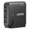 Unitek - Unitek 100W 4-in-1 Desktop GaN Charger 2 USB-C PD 2 USB-A QC3.0 with Power Cord Black | Wholesale IT Computer Hadware